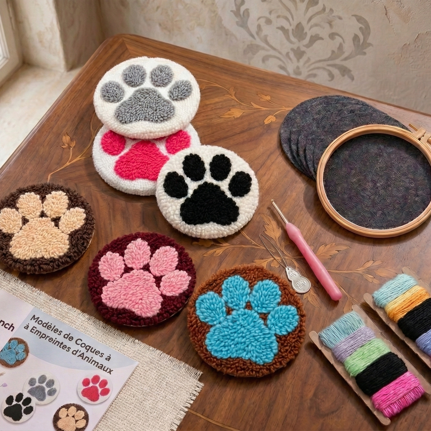 Kit de Punch needle - 6 sous-tasses rondes