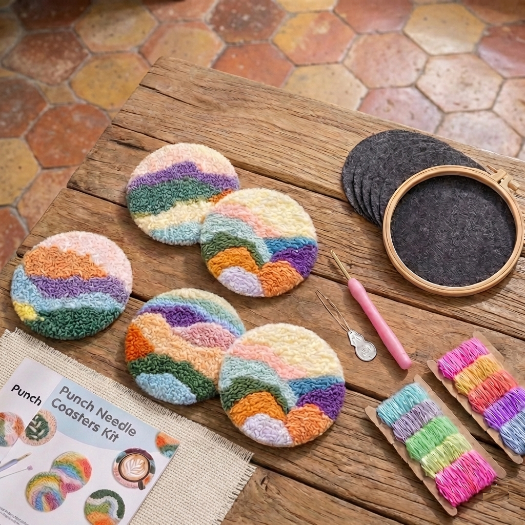 Kit de Punch needle - 6 sous-tasses rondes