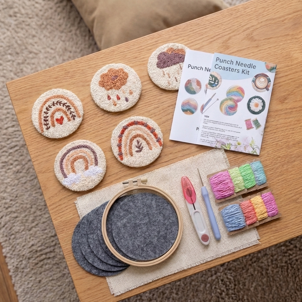 Kit de Punch needle - 6 sous-tasses rondes