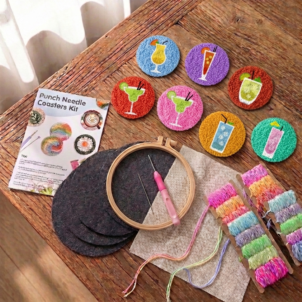 Kit de Punch needle - 6 sous-tasses rondes